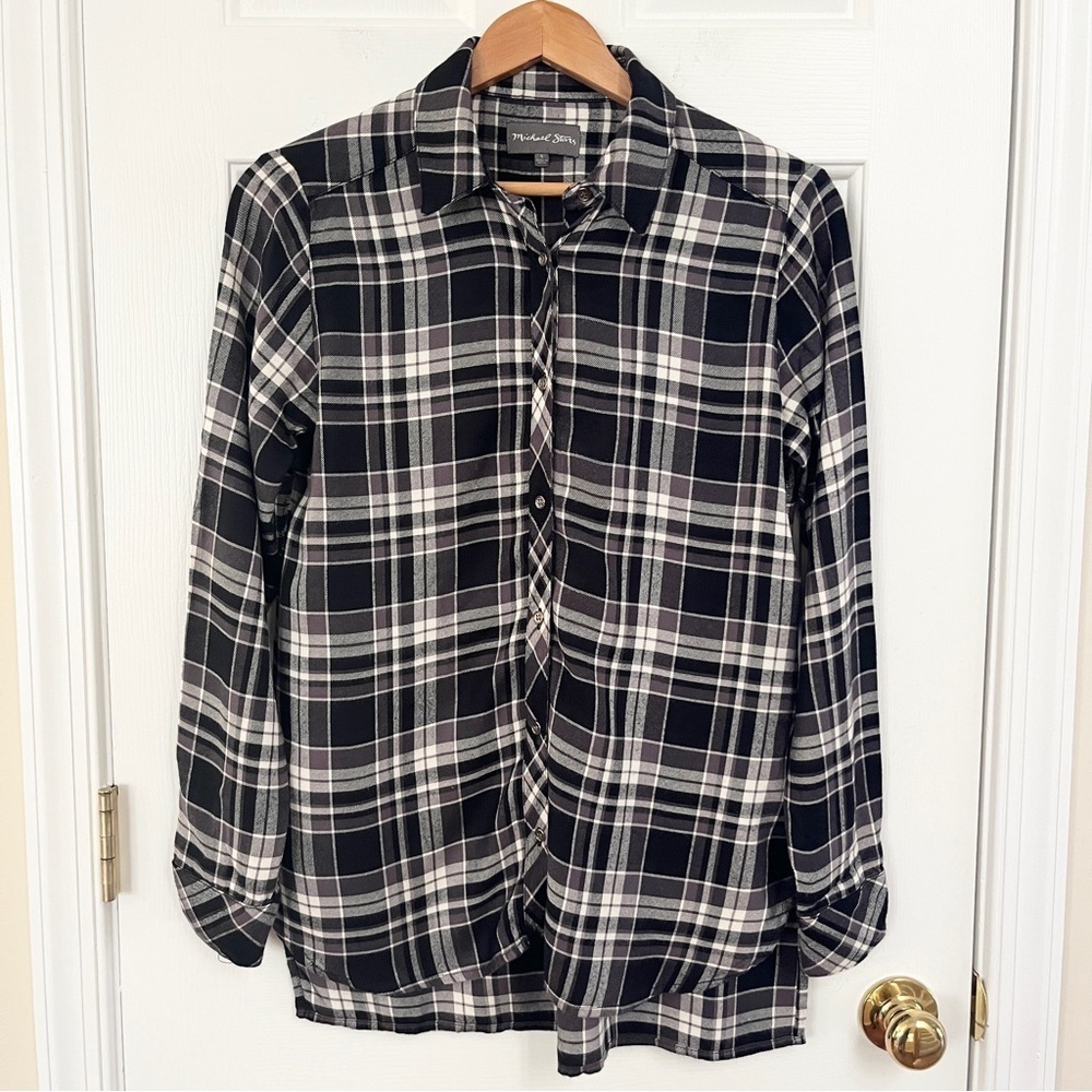 Women’s Michael Stars black gray flannel shirt. Small.